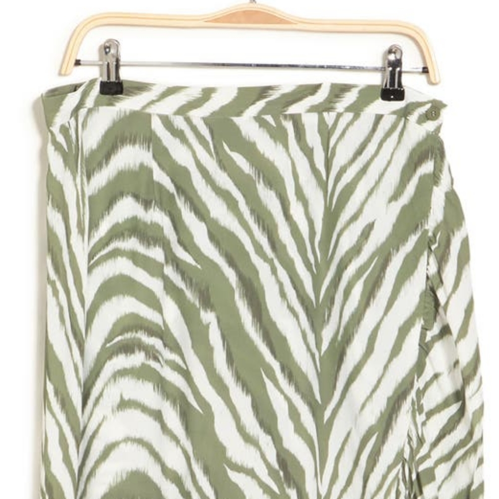 French Connection Olive Green Tiger Stripe Wrap Midi Skirt NWT, Various - Picture 5 of 5